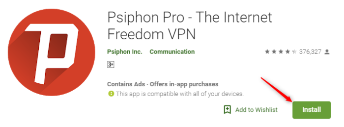 download the new Psiphon VPN 3.179 (07.07.2023)